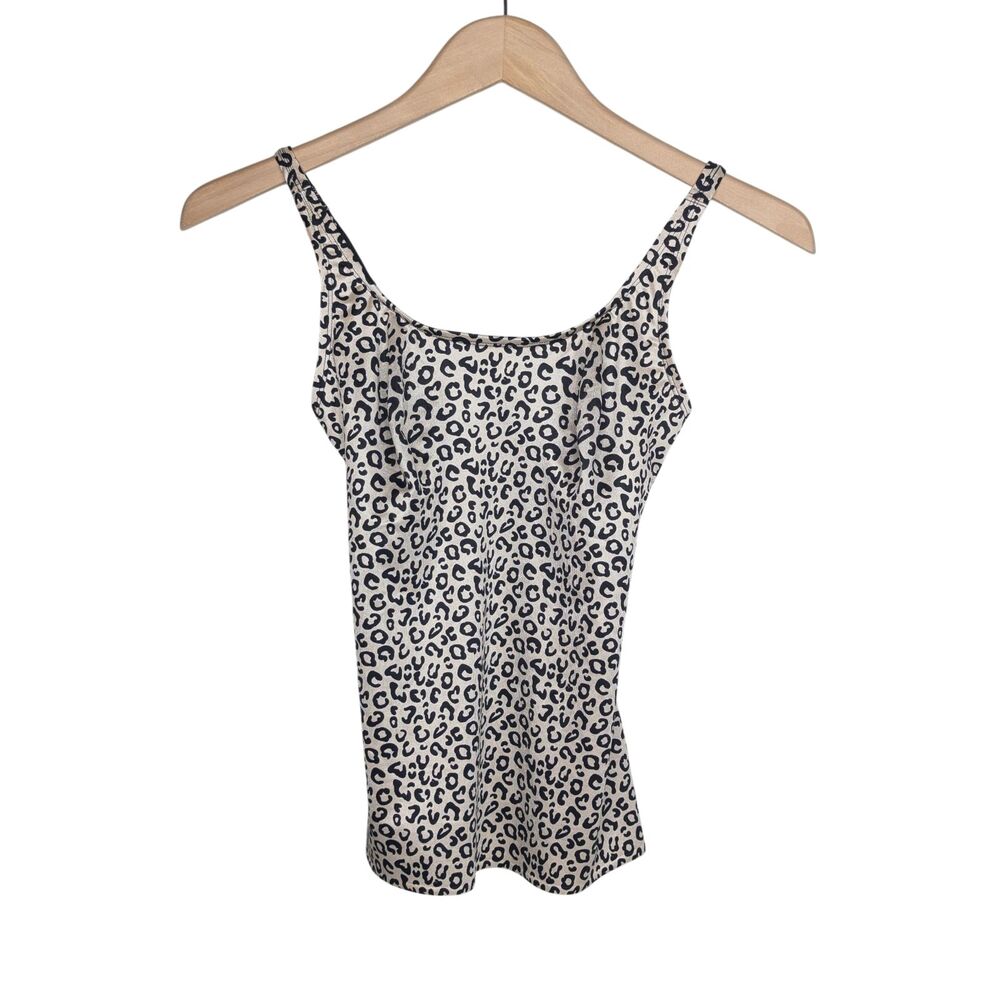 EUC Ruby Ribbon Leopard Print Shapewear Tank Cami Black Cream Size 34 Slimming